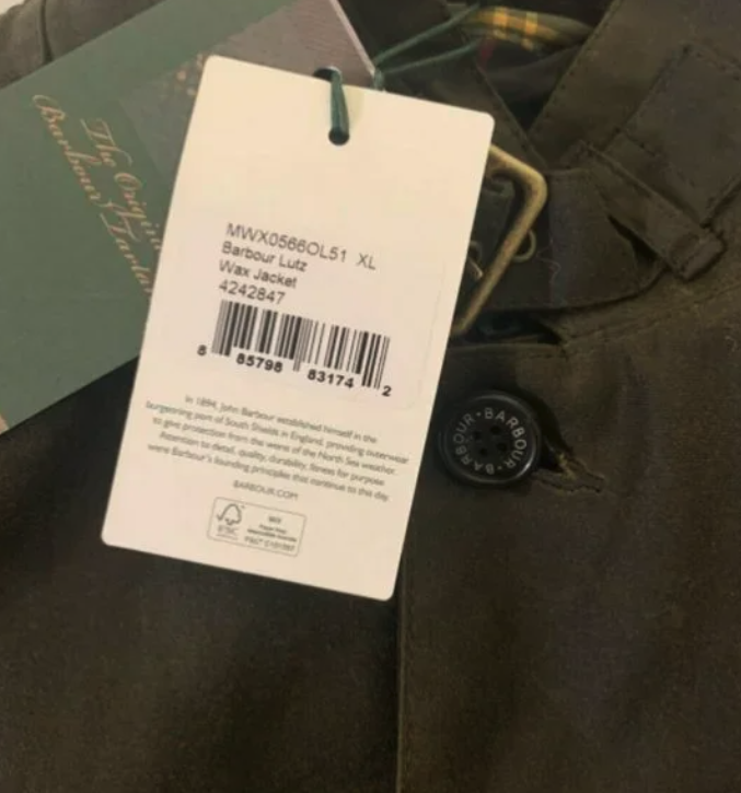 BARBOUR BARBOUR LUTZ MEN'S WAXED JACKET IN OLIVE MSRP$520 BRITISH LUXURY