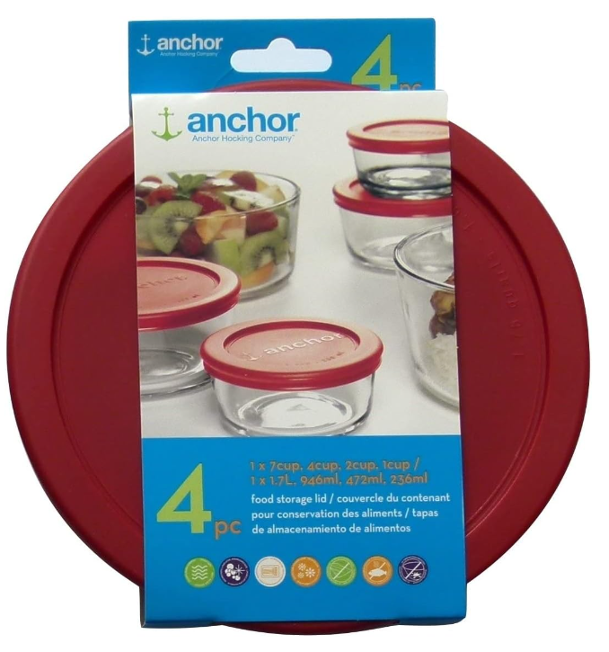 Replacement Lids Set Red Round Lids for 7-cup, 4-cup, 2-cup,