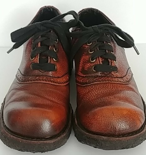 Vtg Men’s Towncraft Disco Brown Leather Gum  Sole Platform 70’s Saddle Shoes 9B