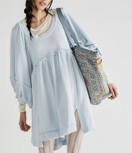 

Мини-платье-туника с пуловером и свитшотом Free People Sunchild (Синий дымчатый, Light blue