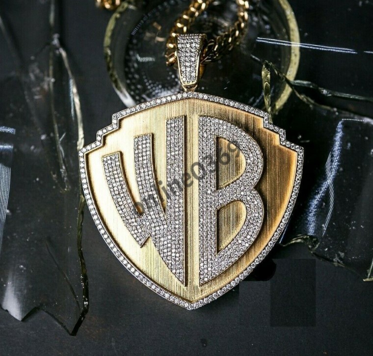 Pre-owned Warner Bros 2 Ct Natural Moissanite Men's  Picture S Wb Name Pendant 925 Silver In White