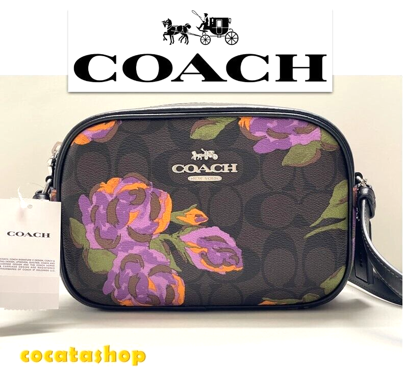 New COACH Mini Jamie Camera Bag Signature Canvas with Rose CL659