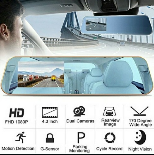 VIDEO SPECCHIETTO DASHCAM DVR MONITOR LCD RETROCAMERA PARCHEGGIO ASSISTITO