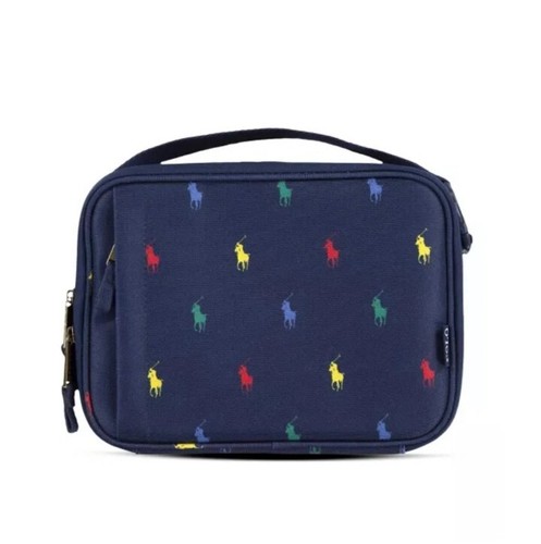 NWT Polo Ralph Lauren NAVY Multicolor ALL OVER PONY Kids Molded Lunch Tote Bag