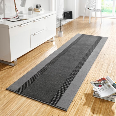 Hanse Home Läufer Teppichläufer Teppich Vorleger Flachgewebe Band Grau 80x200cm