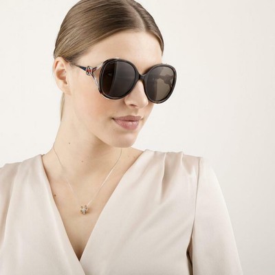 Pre-owned Gucci Gg0226s 002 Havana & Gold Round Oversized Sunglasses Gafas De Sol Size 56 In Brown Lenses