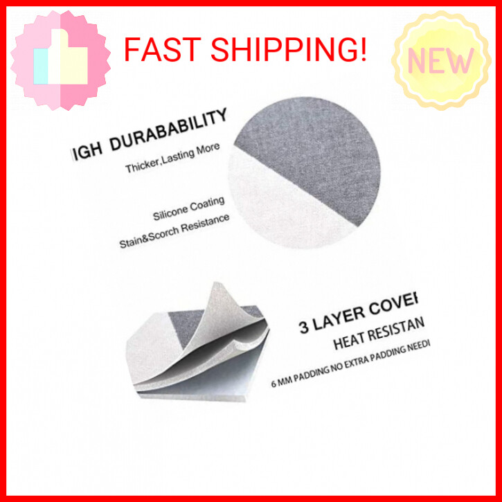 SheeChung 42&rdquo;x12&rdquo; Ironing Board Cover and Pad - with Pull Bungee Fit System and