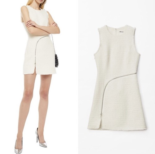 NWOT ALEXANDER WANG Zip-detailed metallic tweed mini dress 6
