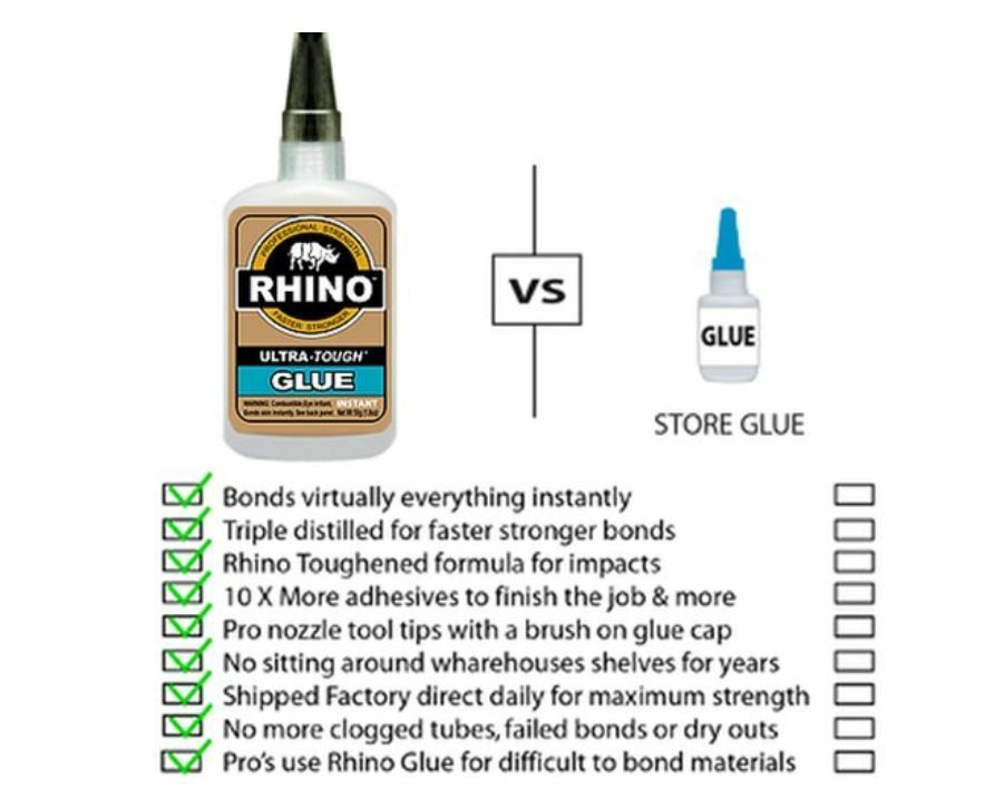 Rhino Glue Kit Industrial Strength Adhesives Max Bond - Super Tough 60 - gram