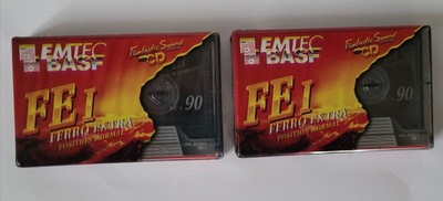  2 EMTEC BASF Ferro Extra FEI 90 Minute Cassette Tapes Brand New And Sealed