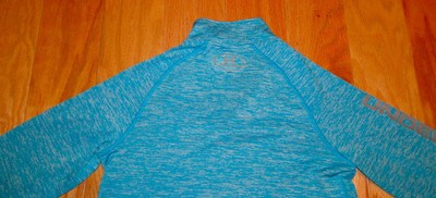 Under Armour Tech 1/4 Zip Pullover Size YMD Heather Teal UA Loose Fit Heat Gear