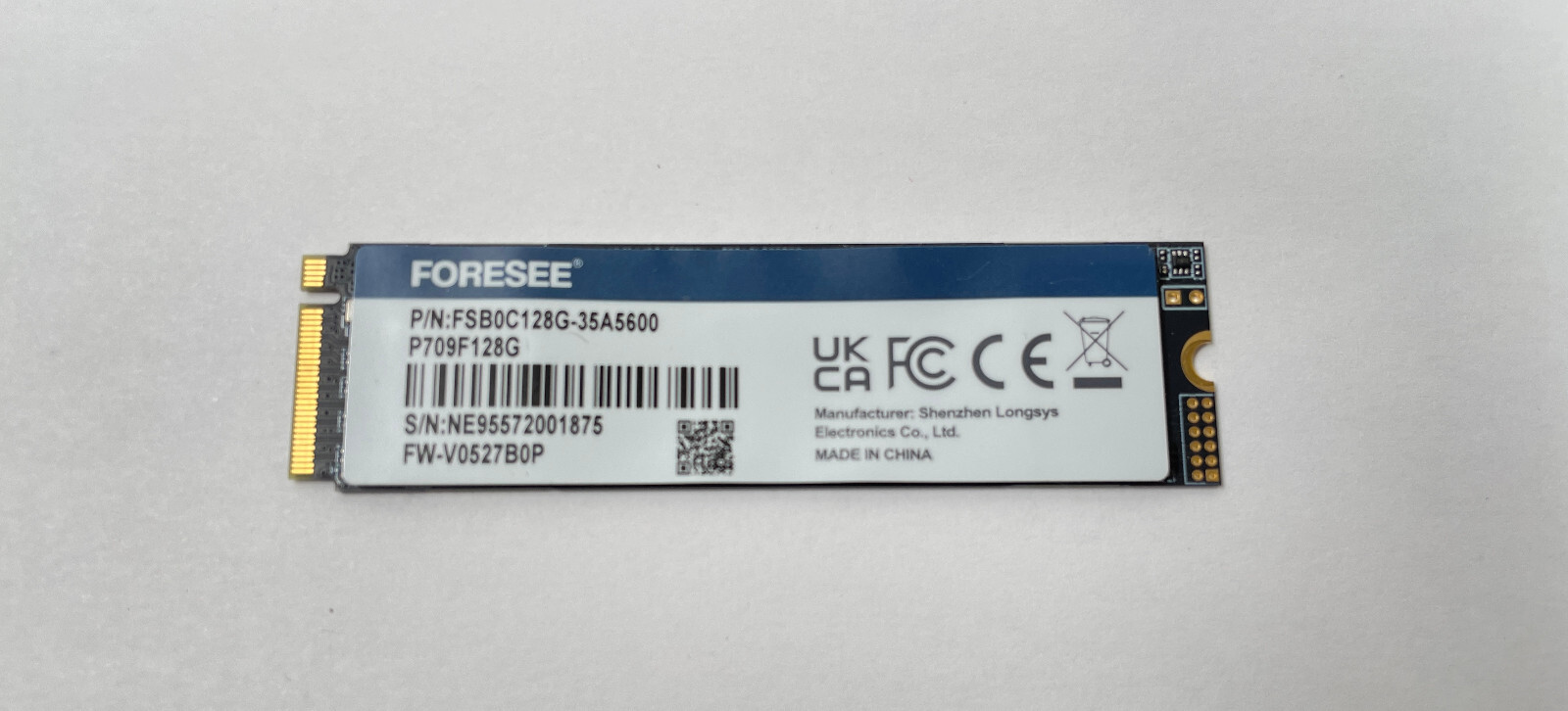 FSB0C128G-35A5600 FW-V0527B0P FORESEE SSD 128 GB M.2 NVMe FSB0C128G-35A5600 FW-V0527B0P FORESEE SSD 128 GB M.2 NVMe