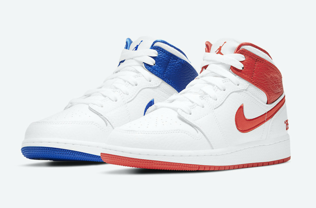 Nike Jordan 1 Mid SE GS 85 White Red Blue DH0200-100 GS Size