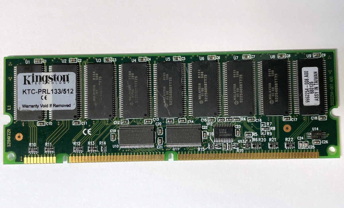 512MB メモリ 2セット　計 1GB Genuine 512MB Kingston KTC-PRL133/512 PC-133 SDRAM Server