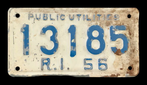 1956 RHODE ISLAND PUBLIC UTILITIES PERMIT LICENSE PLATE " 13185 "  RI 56