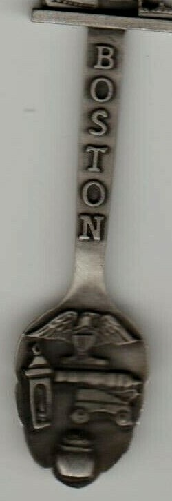 Boston Paul Revere Horse Statue Mayflower Bean Pot Souvenir Spoon Pewter