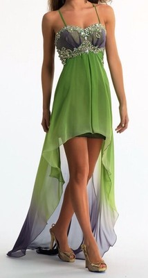 DAVE & JOHNNY Hi Low Ombre Corset Rhinestone Long Prom Formal Dress NWT Jrs Sz 0
