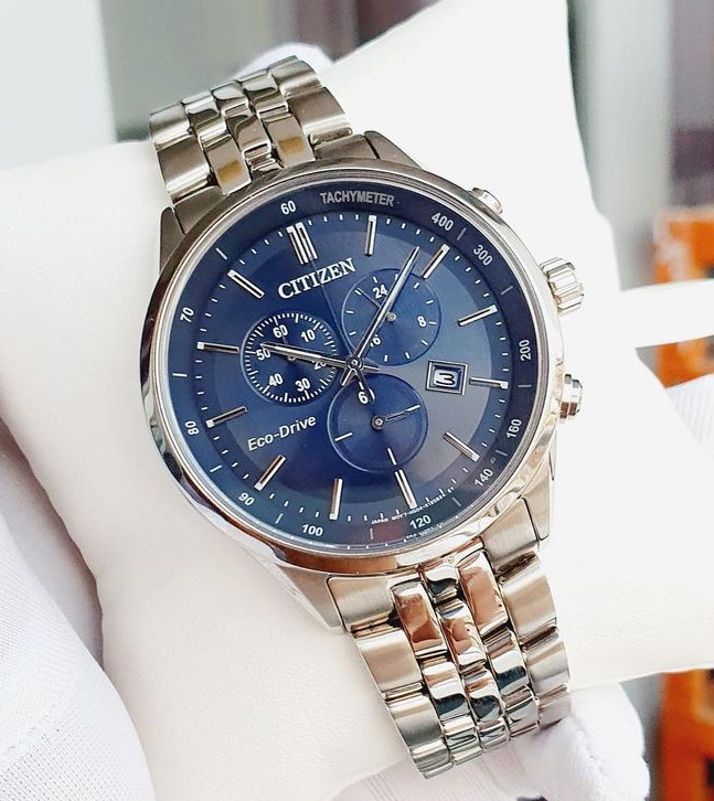 Pre-owned Citizen Eco-drive Chronograph Blue Date Display Sapphire Men's Watch At2141-52l