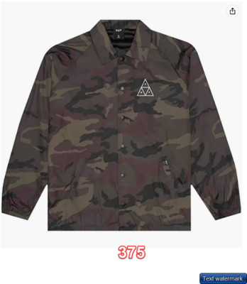 HUF Men's Essentials Tt Coaches Jacket Woodland Medium