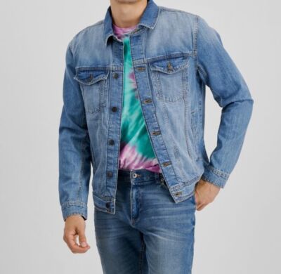 $60 Sun + Stone Men's Blue John Denim Trucker Jacket Size S