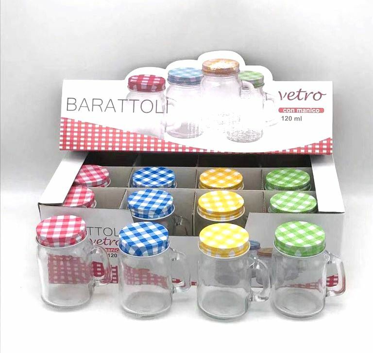 Set 12 Pezzi Barattoli Barattolino Con Manico Porta Spezie Vetro 120ml sus