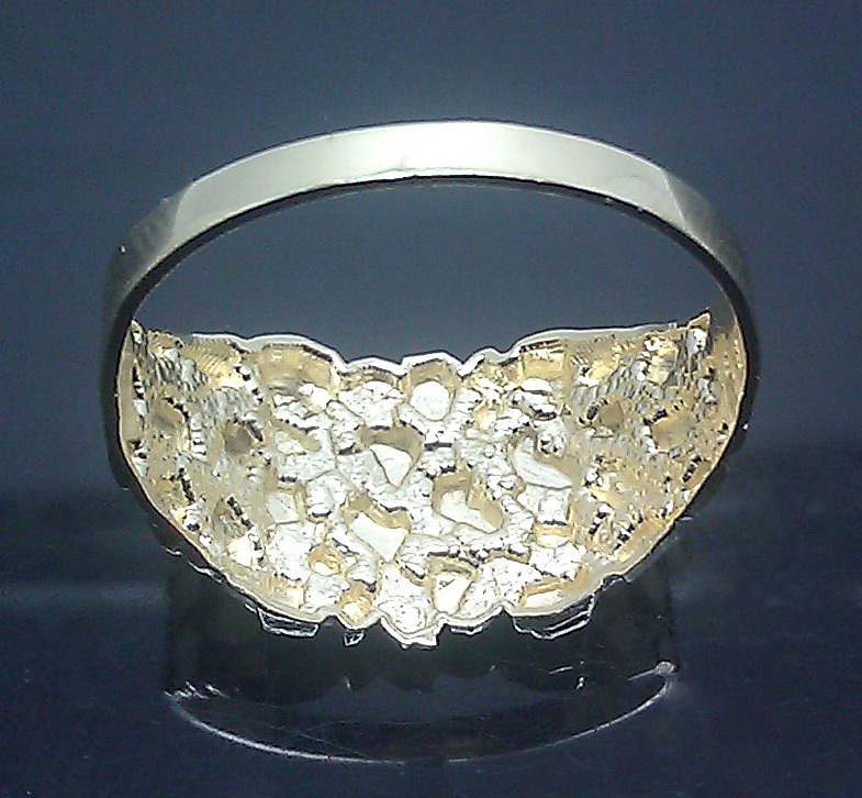 Pre-owned G&d Real Solid 10k Yellow Gold Men Nugget Ring Sizable Pinky Casual