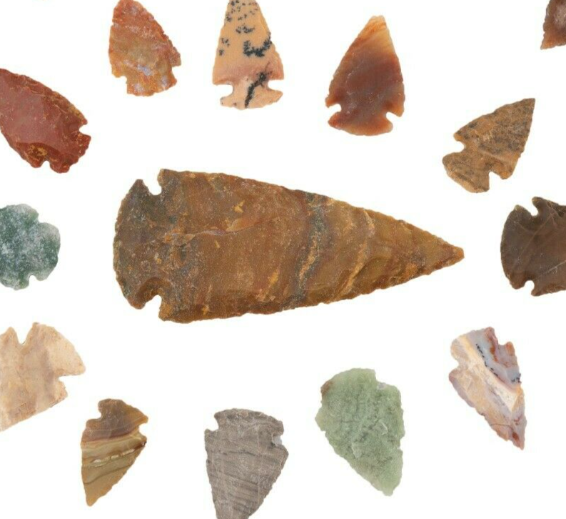 ** 32 pc lot Flint Arrowhead Ohio Collection Project Spear Points Knife Blade **