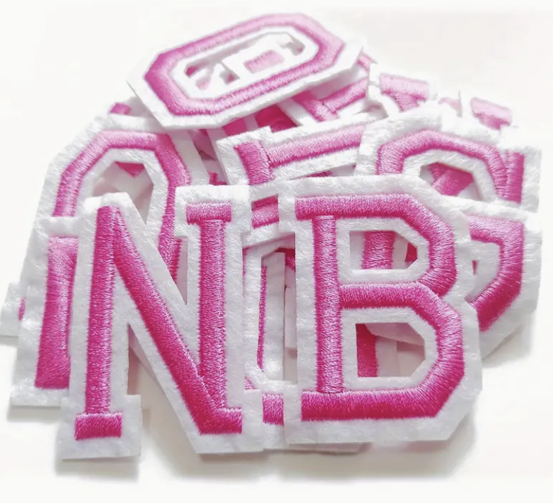 2" LETTERS - Black/White/Pink/Blue - Embroidered  - U Pick - Iron On Patches