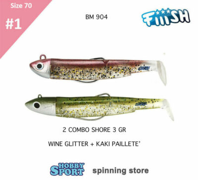 BLACK MINNOW FIIISH SIZE 1BM 904 COL WINE GLITTER KAKI P DOUB COMBO 3 GR SHORE