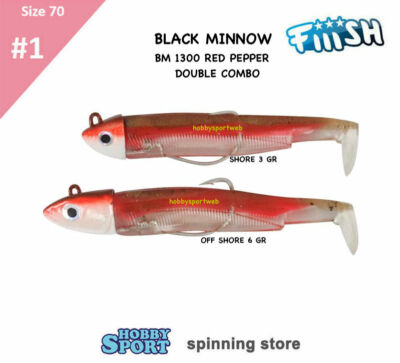 BLACK MINNOW FIIISH SIZE 1BM 1300 RED PEPPER DOUBLE COMBO 3+6 GR SHORE+OFFSHORE