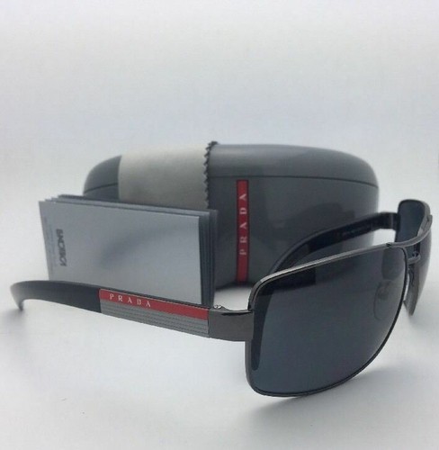 Pre-owned Prada Sport Polarized Sunglasses Sps 54i 5av-5z1 65-14 Gunmetal Frames With Grey In Gray