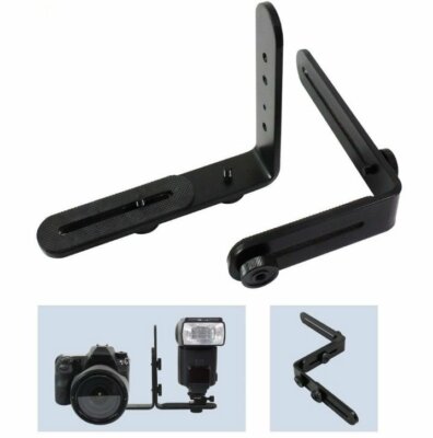 New Metal L-Shape Flash Bracket Flashlight Camera Holder Mount Double L type