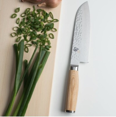 Shun Premier Blonde 7'' VG-MAX Stainless Steel Blade Santoku Knife (TDM0702W)
