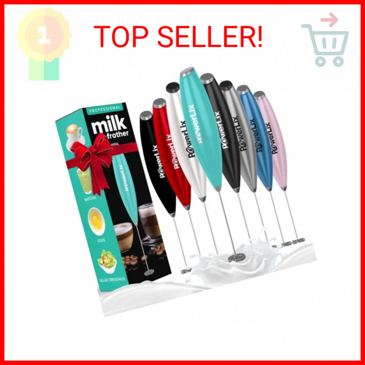 PowerLix Milk Frother No Stand Handheld Battery Operated Electric Foam Maker For