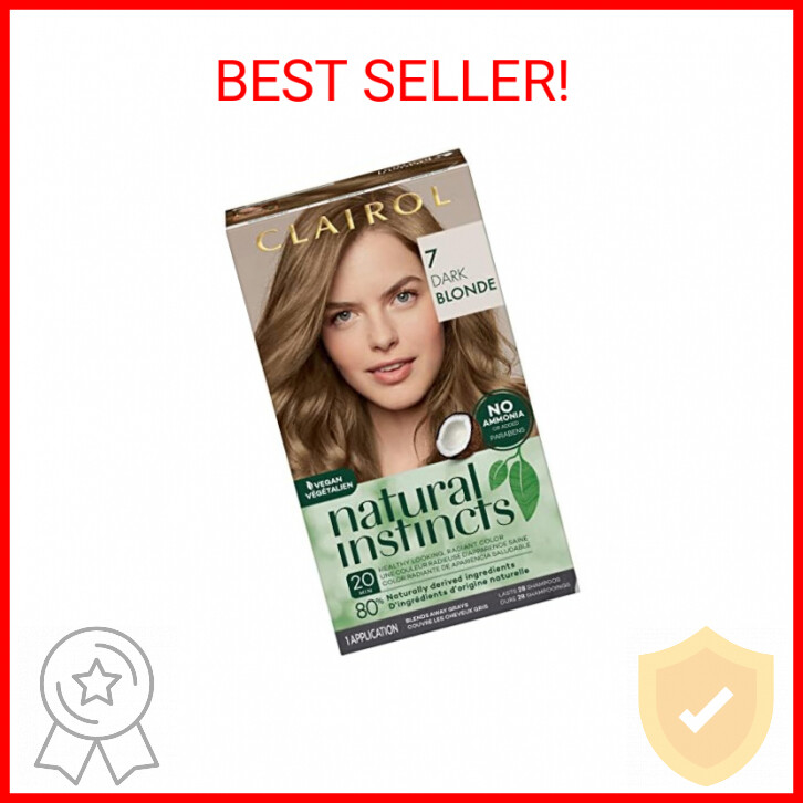 Clairol Natural Instincts Demi-Permanent Hair Dye, 7 Dark Blonde Hair Color, Pac