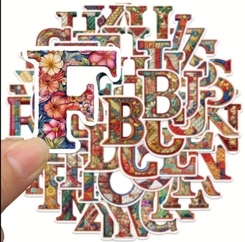10pcs Quilted Style Alphabet Stickers- Scrapbooking, Journal *Random Assortment*