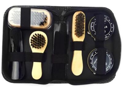 Shoe Cleaning Brushes Tools Kit Polish Boot High Heeled Leather Shine Care Case