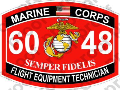 STICKER USMC MOS 6048 FLIGHT EQUIPMENT TECHNICIAN ooo USMC Lisc No 20187