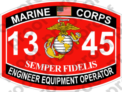STICKER USMC MOS 1345 ENGINEER EQUIPMENT OPERATOR ooo USMC Lisc No 20187