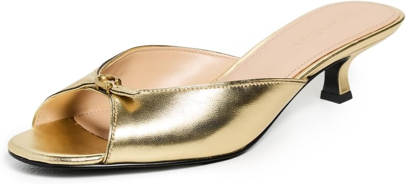 COACH Women's Metallic Leather Kitten Heel Sandals