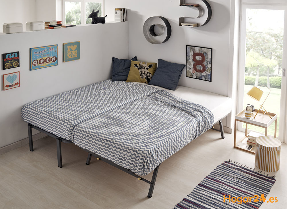 80x190 cm HOGAR 24 Cama Nido con 2 Somieres Estructura Reforzada Doble