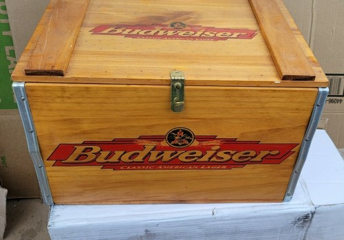 Budweiser Wood Beer Wooden Crate Box Hinged Lid Anheuser