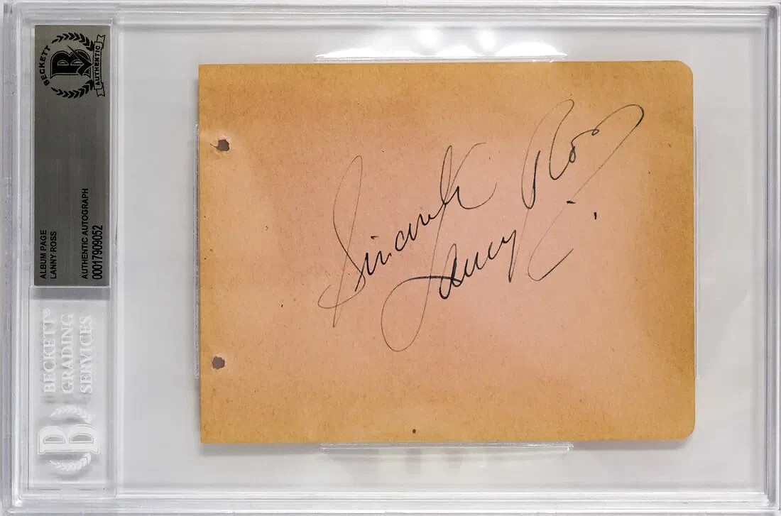 LANNY ROSS Singer Pianist Songwriter Signed BECKETT SLAB Album Page