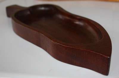 TRADER HALLS HAWAIIAN KOA WOOD LEAF SERVING DISH BOWL HAWAII ACACIA