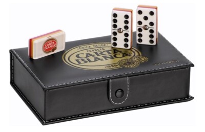 Professional Domino Set ''Carta Blanca'' in Faux Leather Box.