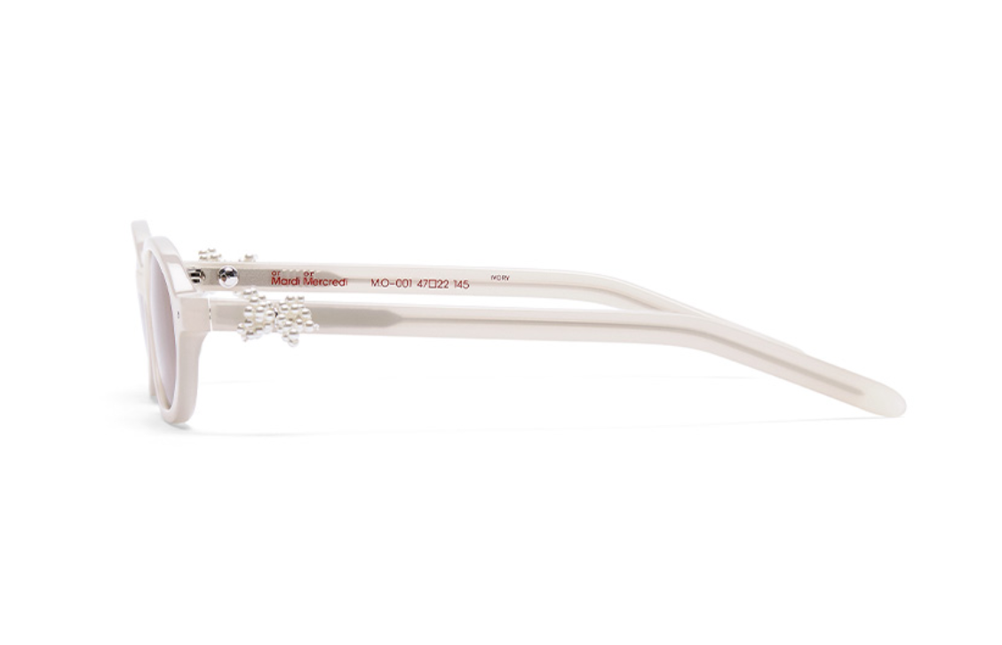 Pre-owned Mardi Mercredi Round Sunglasses M.o-001_ivory / + Pearl Accessories In Brown