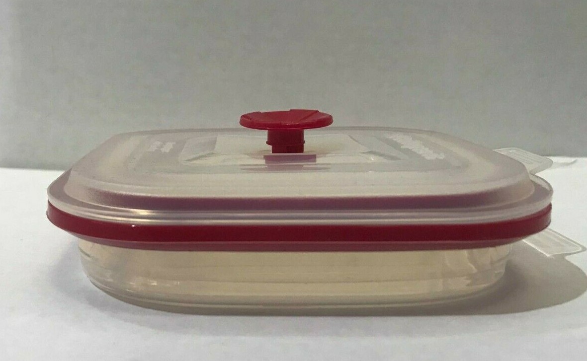 Collapse-it 6-Piece Silicone Food Storage Containers Red Square Set Kitchen