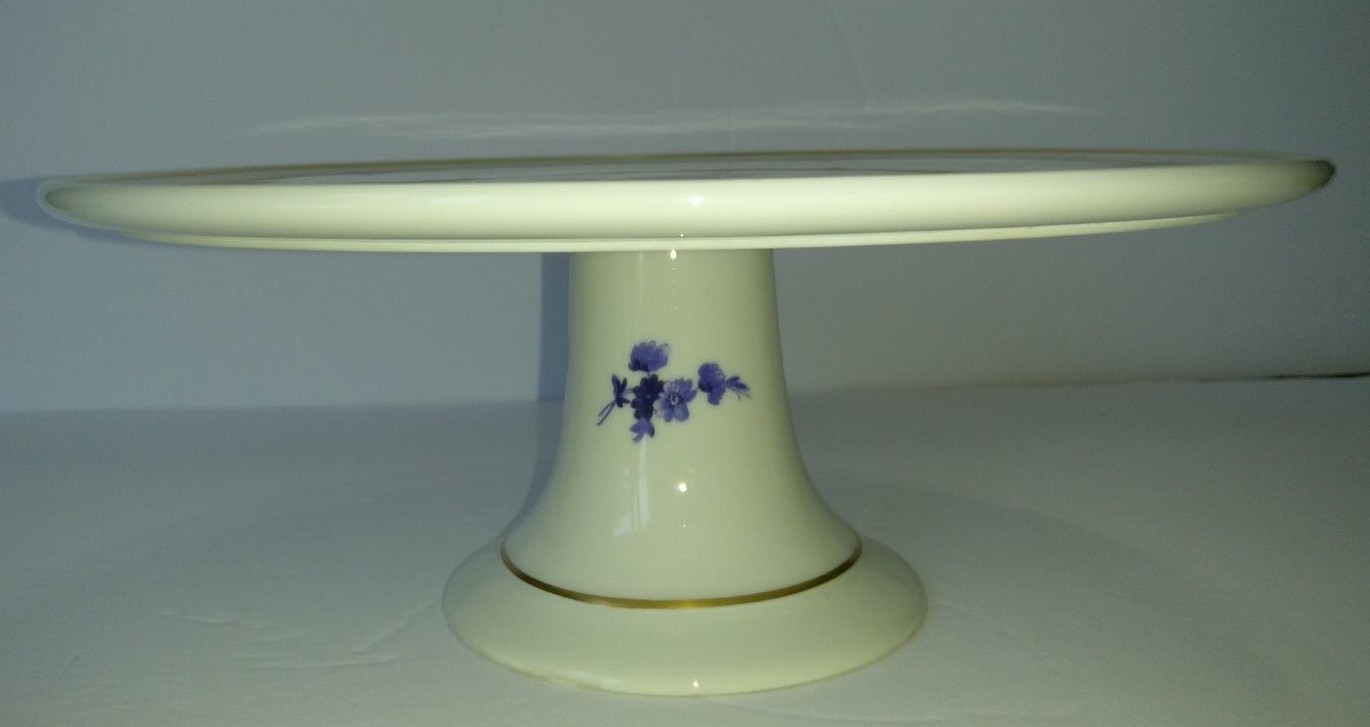 Richard Ginori Impero BLUE SAVONA Pedestal Cake Stand Plate Torte Italy 11