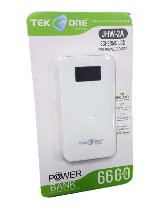 Batteria Esterna Power Bank Portatile TeKone Lcd Jhw-2a 6600mah Bianca hsb