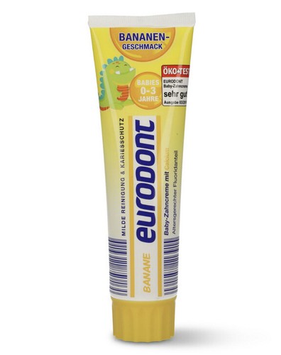 Ökotest SEHR GUT Baby 0-3 Jahre mit Bananen Geschmack Zahnpasta Zahncreme 100ml